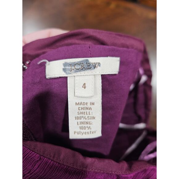 J. Crew Silk Chiffon Marbella Plum Magenta Dress  Bridesmaid Cocktail MSP $250 - Picture 6 of 8